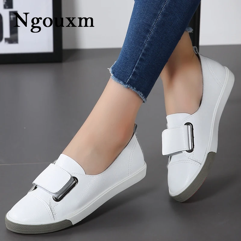 

Ngouxm Women Loafers Shoes Casual Flats Woman Loafer 2019 Fashion Round Toe Slip On Ladies Comfortable Soft BreathableShoes