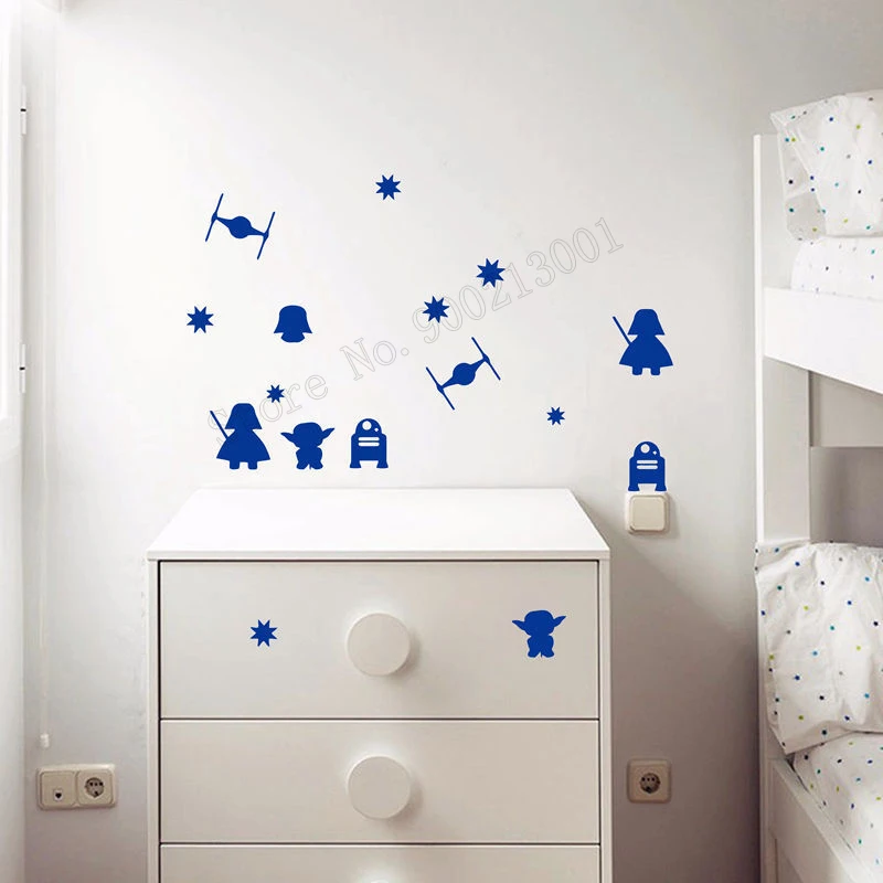 

Art Wall Sticker Wars Star Decoration Vinyl Art Removeable Poster Death Star Darth Vader Robot Yoda Sticker LY187