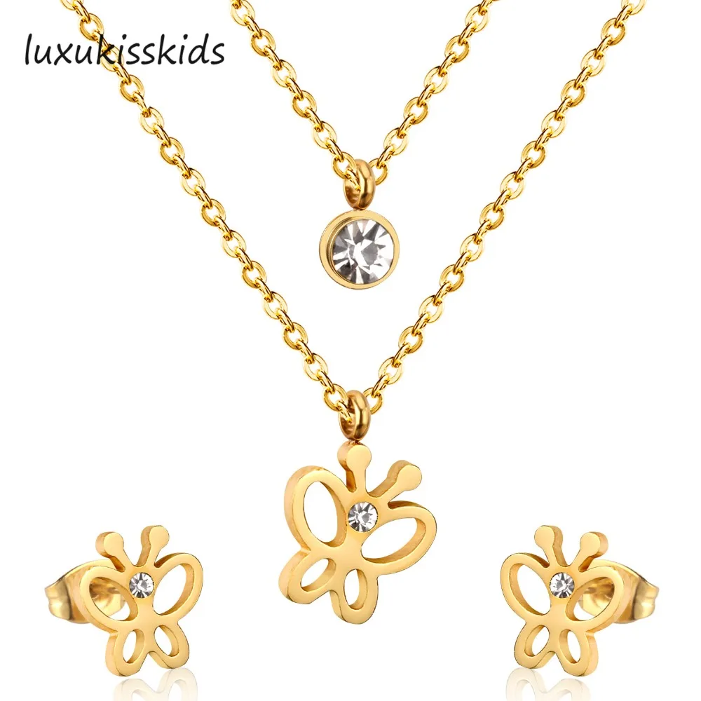 LUXUKISSKIDS Hot Sale Double Layer Necklace with Four Leaf Cloves