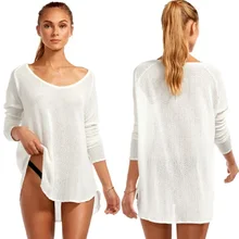 Women Loose Transparent Beach Kaftan with Crochet Insert Swimwear Sunscreen Cover-ups crochet insert beach asymmetric cover up