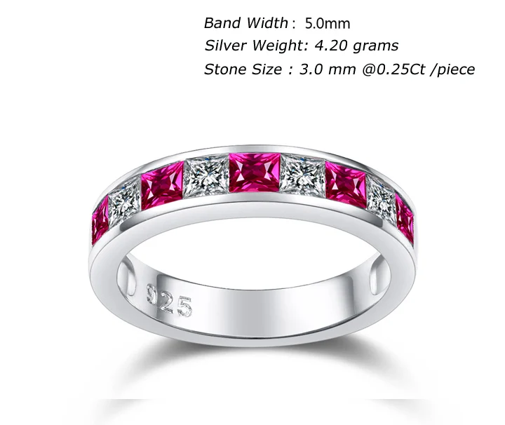 925 silver Ruby wedding band 720 size