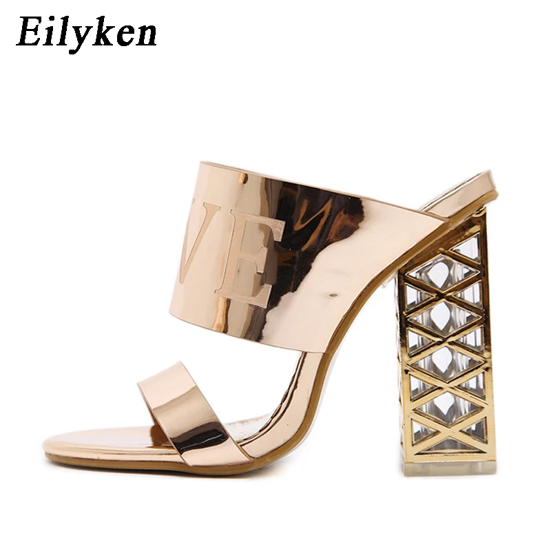 Eilyken/модные женские летние сандалии; шлепанцы; босоножки на квадратном каблуке; женские Вьетнамки с кристаллами; женская обувь на полой подошве; Размеры 35-40