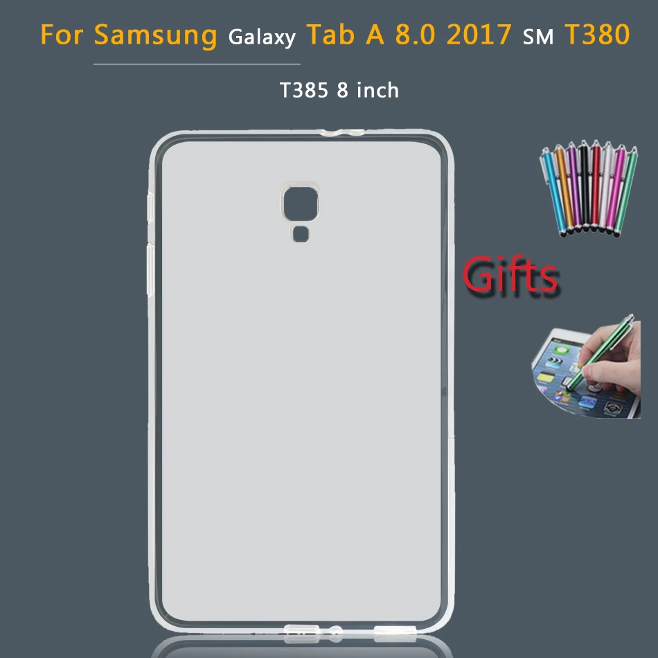 Tab A 8.0 2017 T380 Чехлы из ТПУ с планшеты для Samsung Galaxy Tab A S 8,0 9,7 с S Pen SM-380 T387 P200 P205 T350 T550 Мягкий силиконовый чехол - Цвет: Tab A 8.0 2017 T380