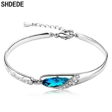SHDEDE Women Charm Bracelets Fashion Jewelry Korea Trendy Accessories Blue Crystal Elegant +WHBD25 shdede sea blue