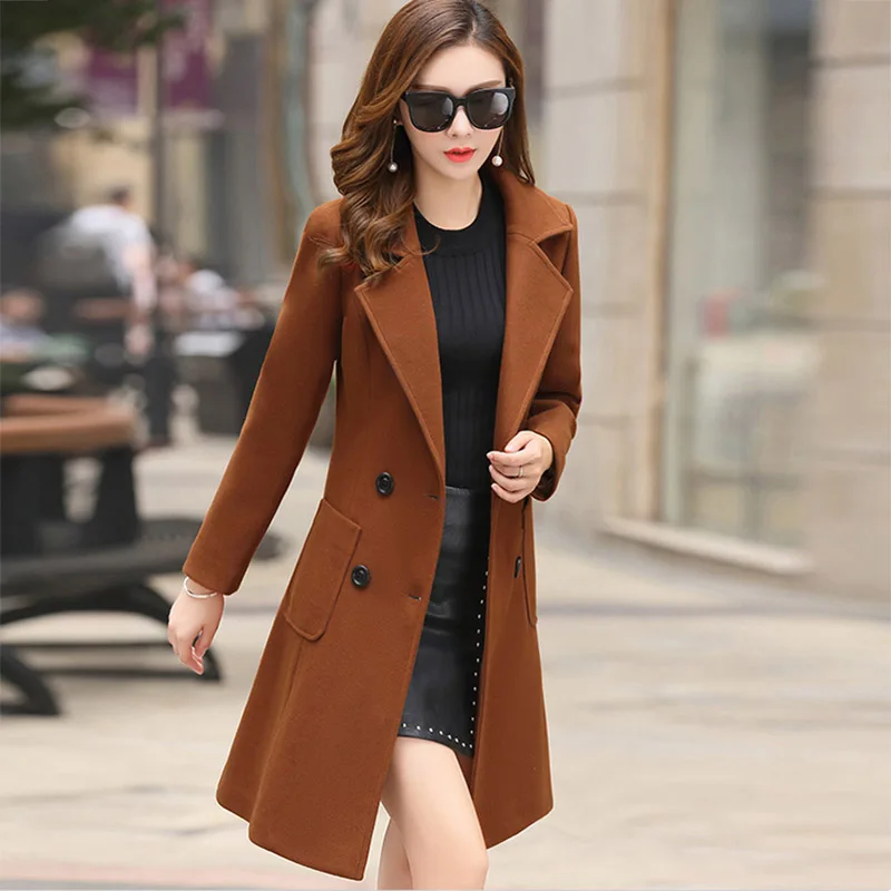 VogorSean Women Wool Coats Jackets Winter 2018 New Slim Fit Fashion Casual Plus Size Women's Jacket Coat Khaki/Green