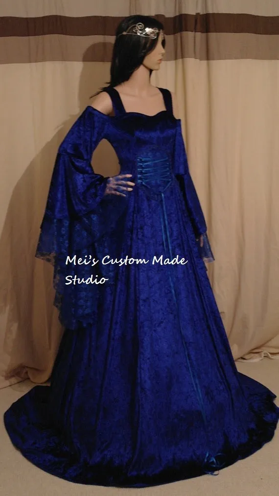 На заказ Королевский синий средневековый ручной работы Фэнтези театральная одежда платье костюм