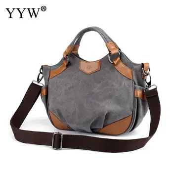 

2019 New Arrival Multifunctional Large Women Handbags Canvas Bag Stitching Shoulder Portable Shopping Bag Package For Women