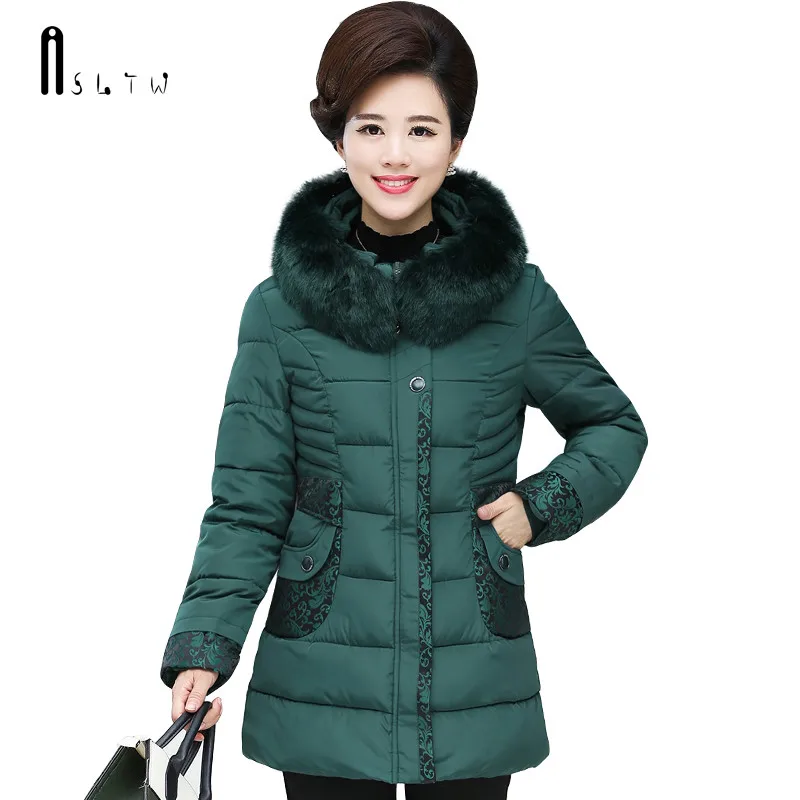 

ASLTW Plus Size Winter Female Jacket New Arrive Long Sleeve Slim Coat With Hooded Women Parka Cotton Coat