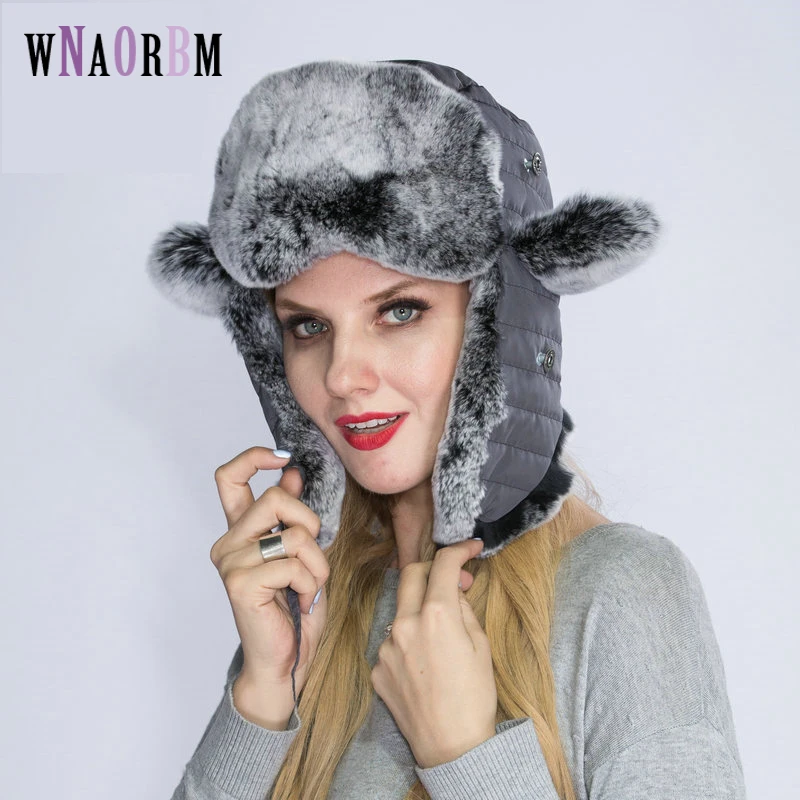 

Rex rabbit fur hat parent-child hat down rabbit double warm hat must-have leather hat outdoor sports cap russia