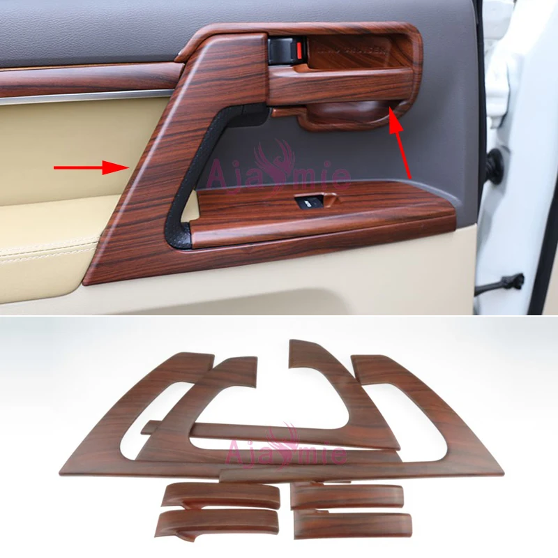 

Interior Wood Color Door Handle Cover Holder Trim Panel Overlay LC 200 2008-17 Car Styling For Toyota Land Cruiser 200 Accessory