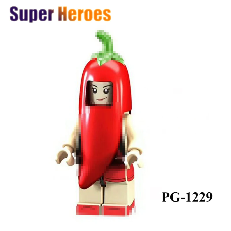 10 шт./лот PG8113 Super Heroes модель красный перец чили фрукты овощи строительные блоки