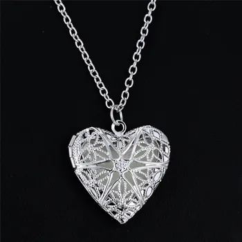

new Boho Luminous Hollow Love Heart Necklace Glowing In The Dark Pendant Necklaces Jewelry Valentine's Day Gifts Exo