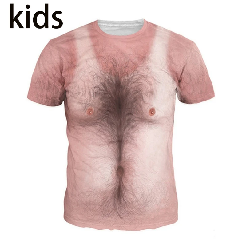 

T-shirt 3D print Men women Anime streetwear t shirt animal Naked Hairy Man muscle Harajuku KIDS tshirt children Short Sleeve A02
