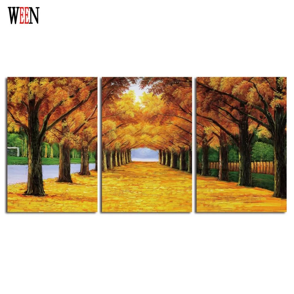 

Fall Landscape Tree Wall Canvas Art Pictures For Living Room Modern 3 Piece Posters and Prints Cuadros Decoracion Home Gift