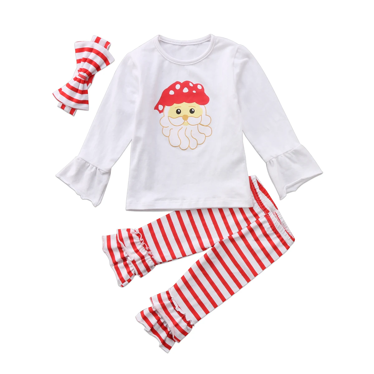 Newborn Toddler Baby Kid Girl Santa Tops Dress Pants Leggings Outfits Clothes US