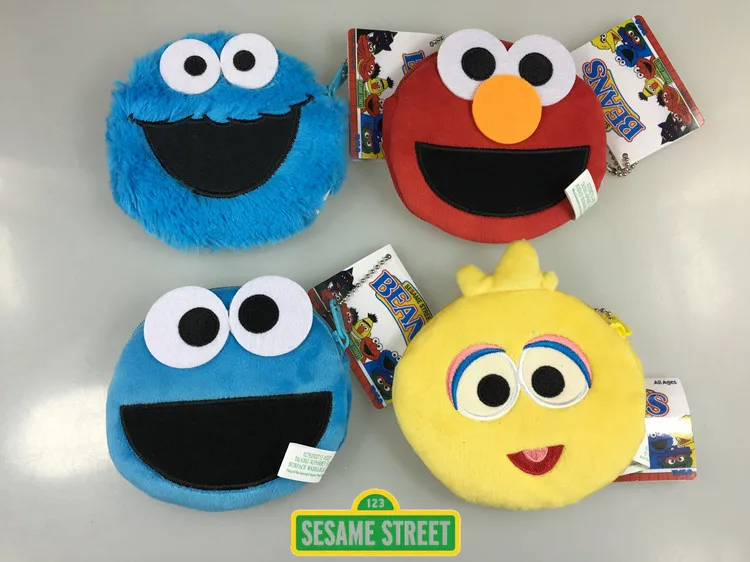 

Sesame Street ELMO BIG BIRD COOKIE MONSTER ERNIE Coin Purse Unisex Wallet Multi-functional Kawaii Bag Anime Plush Toys