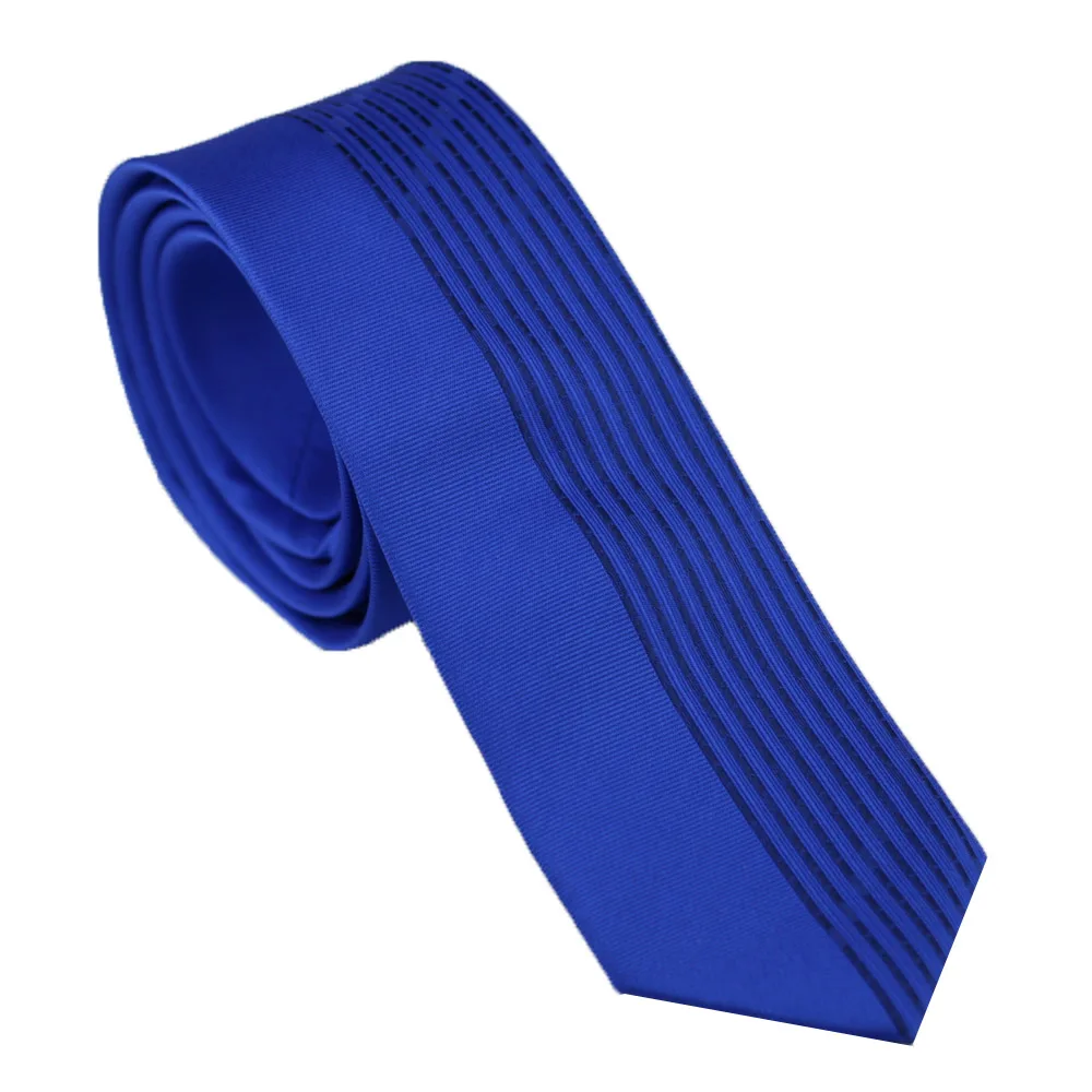 Ties Mens SKINNY Royal blue Half black Vertical Striped Necktie