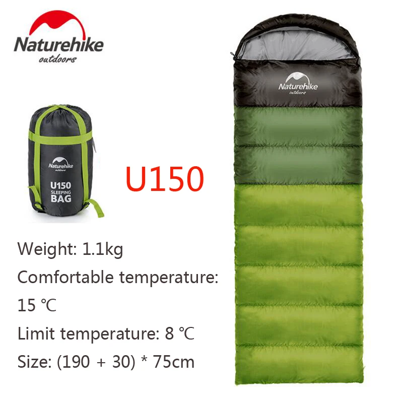 Naturehike сверхлегкий спальный мешок для отдыха на природе, походный спальный мешок для взрослых, может быть соединен туристическим Tquipment NH15S009-D - Цвет: GREEN U150