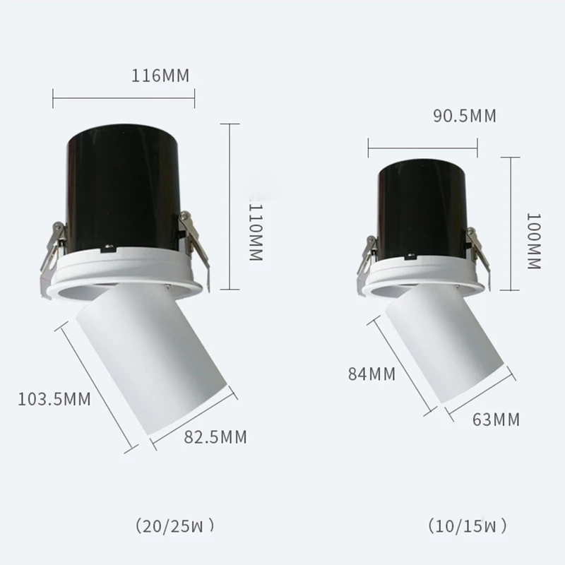 LED Spotlights Ceiling Lamp 15W/24W Embedded Adjustable Angle Spotlight Retractable Round Single Head Ceiling Light Dropshipping