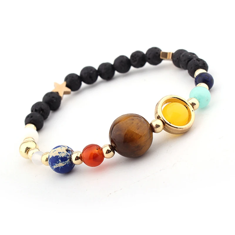

Universe Galaxy the Eight Planets Solar System Guardian Star Natural Stone Beads Bracelet Bangle for Women Men Jewelry Wholesale