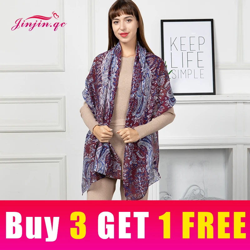 

Jinjin.QC New Scarf Women Viscose Material Multi Color Casual Print Floral Pattern 180*90cm Fashionable Lightweight Scarves