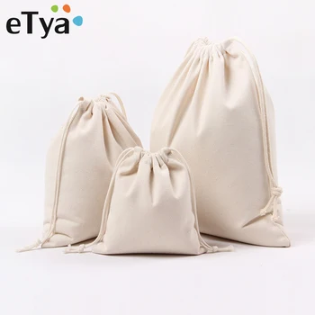 

eTya Canvas Drawstring Bag Reusable Shopping Bag Small Coin Travel Women Shoes Bags Storage Package Christmas Gift Pouch