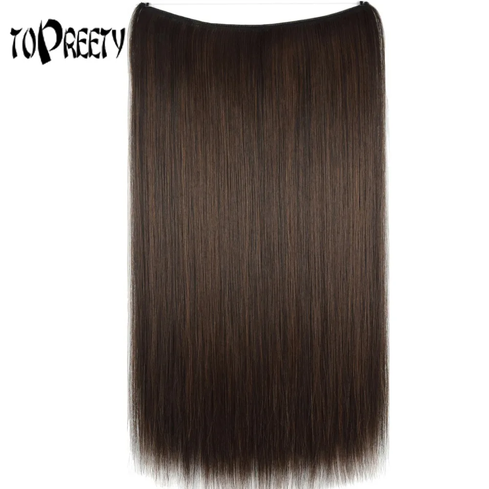 

TOPREETY Heat Resistant B5 Synthetic Hair 20" 50cm 50g Silky Straight Elasticity Invisible Wire Halo Hair Extensions