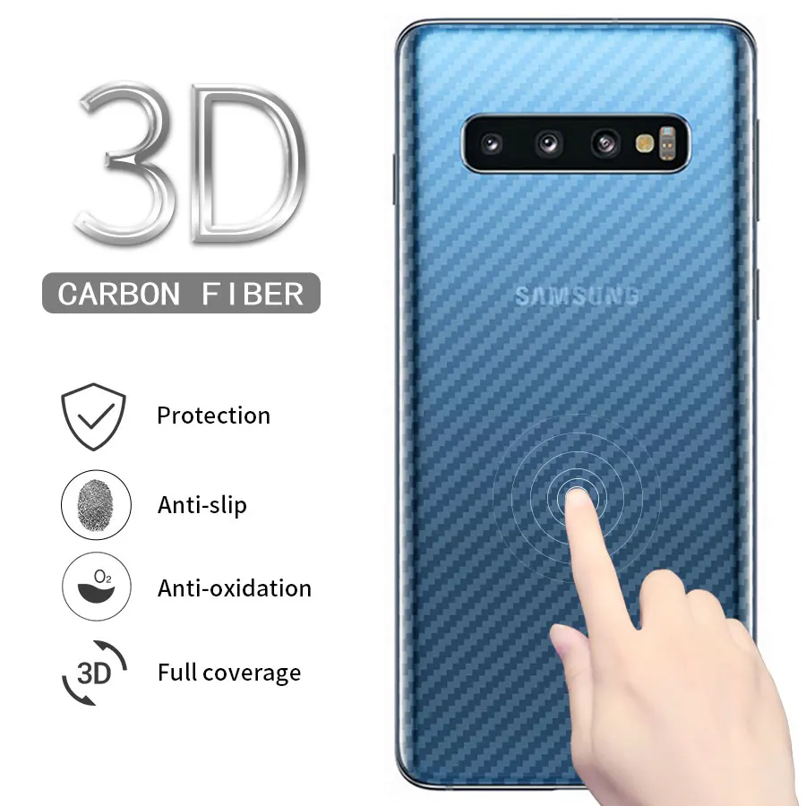 5 قطعة لسامسونج غالاكسي S10 S9 S8 A8 زائد S10E A7 2018 ملاحظة 9 8 Note9 ألياف الكربون الخلفي واقي للشاشة لاصق غشائي غطاء كامل