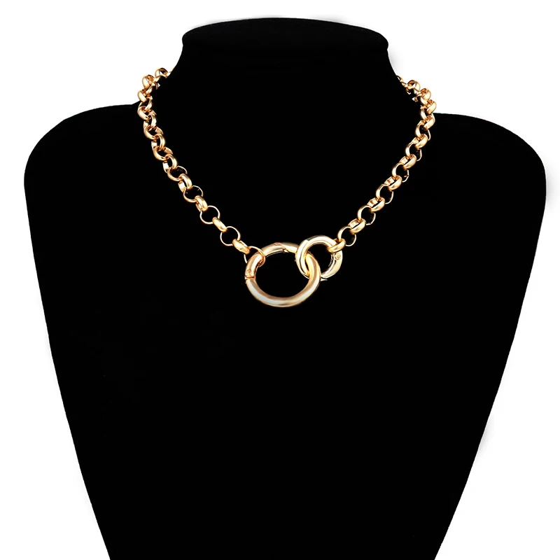AE-CANFLY, модное, золотое, двойное, круглое, ожерелье, воротник, массивное, ожерелье для женщин - Окраска металла: golden