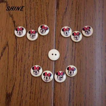 

SHINE 200PCs Wooden Sewing Buttons Scrapbooking Round 2Holes Minnie 15mm Costura Botones Decorate bottoni botoes
