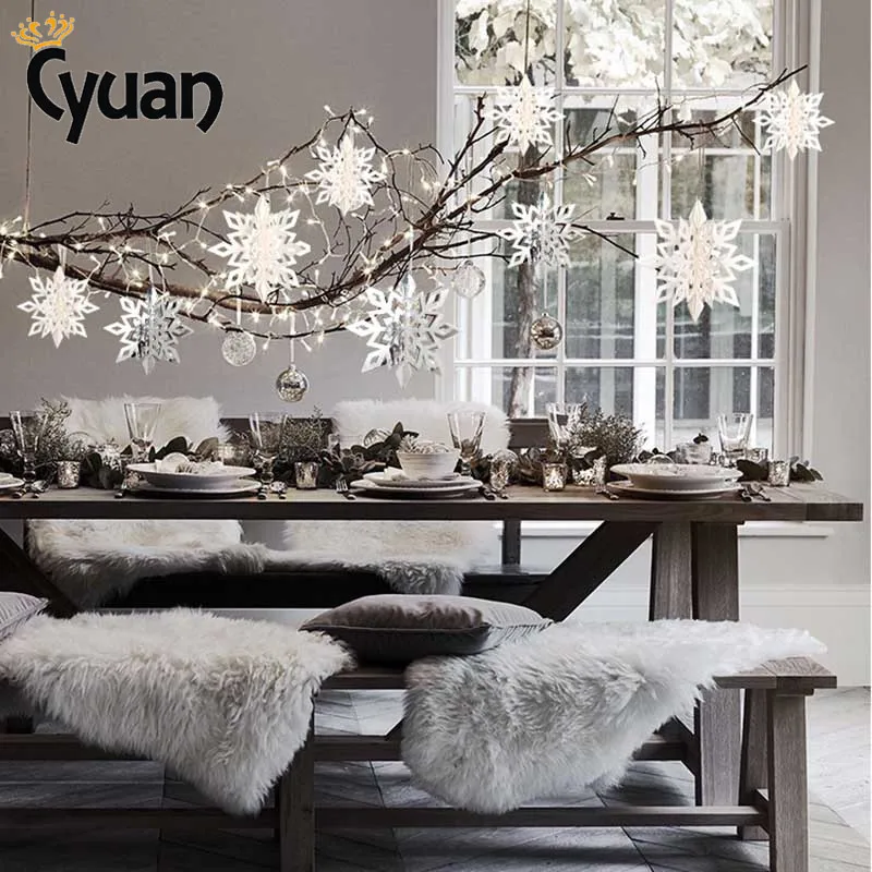 Cyuan Frozen Party Decor Christmas Snowflakes Decorations 3D Hollow Snowflake Paper Garland Christmas Wedding Decoration Winter Cyuan Frozen Party Decor Christmas Snowflakes Decorations 3D Hollow Snowflake Paper Garland Christmas Wedding Decoration Winter