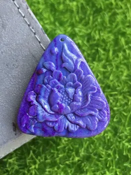 

Genuine Natural Blue Sugilite Pendant Women Men Necklaces Fashion Suspension Charms Flower Craved Bead Pendant 32x28mm AAAAA