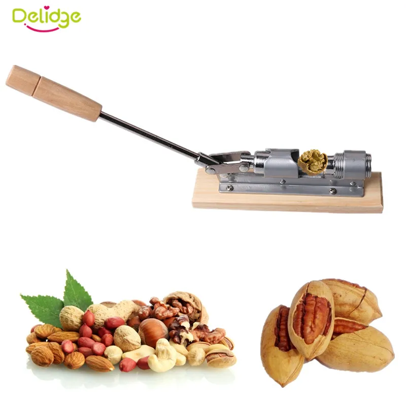 Delidge 1 pc 20*24*5CM Walnut Shell Breaker Stainless Steel+Wood Nut Fruit Hazelnut Almond Hard