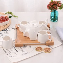 Европейский керамический креативный набор кофейных чашек, простой бытовой послеобеденный чайный чайник, набор чашек, 4 чашки в сборе, поднос для кофе и чайных чашек