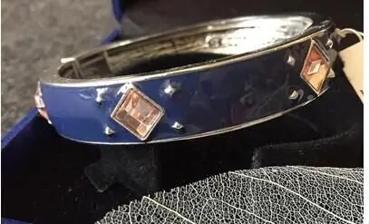 

TAB0003 925 sterling silver bracelets,blue enamel bracelet head portrait enamel bracelet