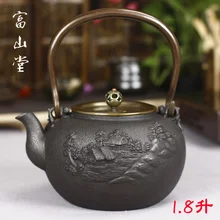 1.8л японский непокрытый пейзаж узор чугунные ремесленные железные горшок домашний чайный набор кунг-фу