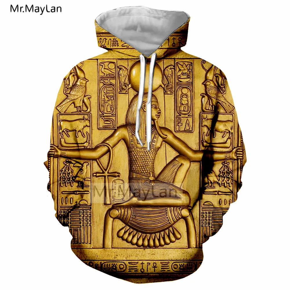 3D принт древний Египетский жакет для женщин/мужчин винтажные пуловеры с капюшоном мужская уличная одежда золотые толстовки с капюшоном наряды негабаритных размеров