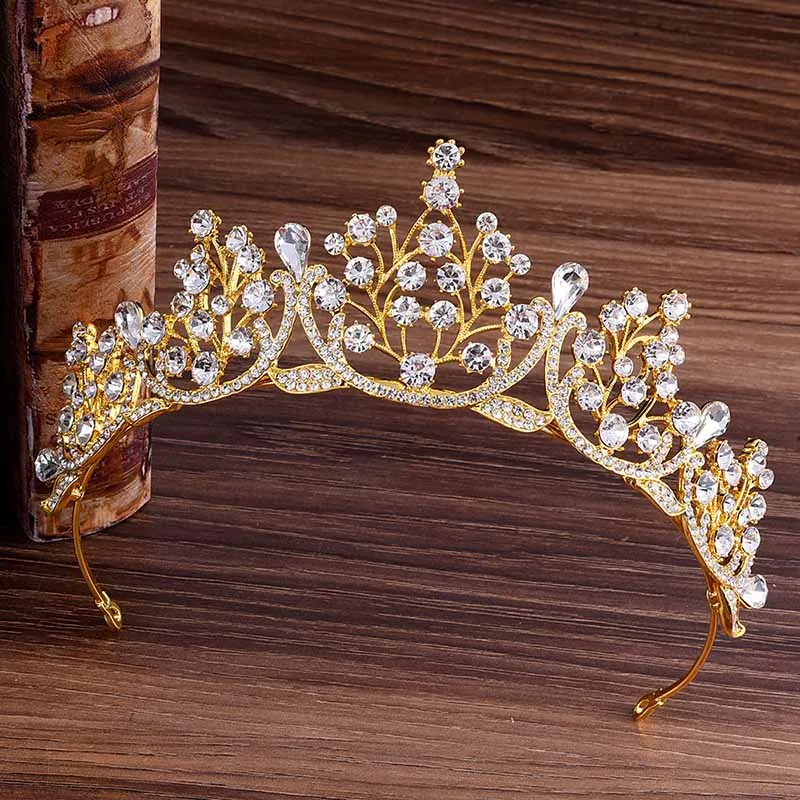 Высококачественные украшения для волос невесты диадема золотой свадебный кристалл со стразами короны и диадемы аксессуары для свадебной прически аксессуары JL