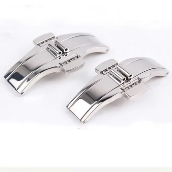 

neway High Quality 316L Metal Watch Band Buckle 6mm Watchband Strap Silver Stainless Steel Clasp Butterfly Button Accessories