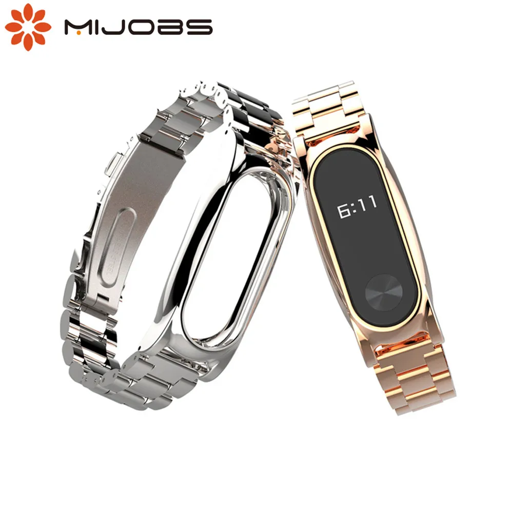 

Screwless Stainless Steel Bracelet Wristbands Replace Accessories For Mi Band 2 Original mijobs Metal Strap For Xiaomi Mi Band 2