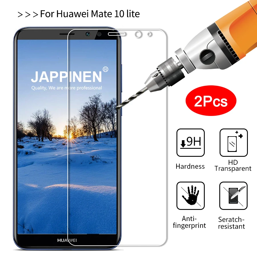 Jappinen 2Pcs/lot Tempered Glass for Huawei Mate 10 Lite Screen Protector 9H 2.5D Explosion Proof Protective Film | Мобильные
