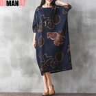 Save 10.18 on Plus Size Women Dress Summer Vintage Style Linen Pattern Batwing Sleeve Large Size Tops Female Casual 2017 Long Dresses Pocket