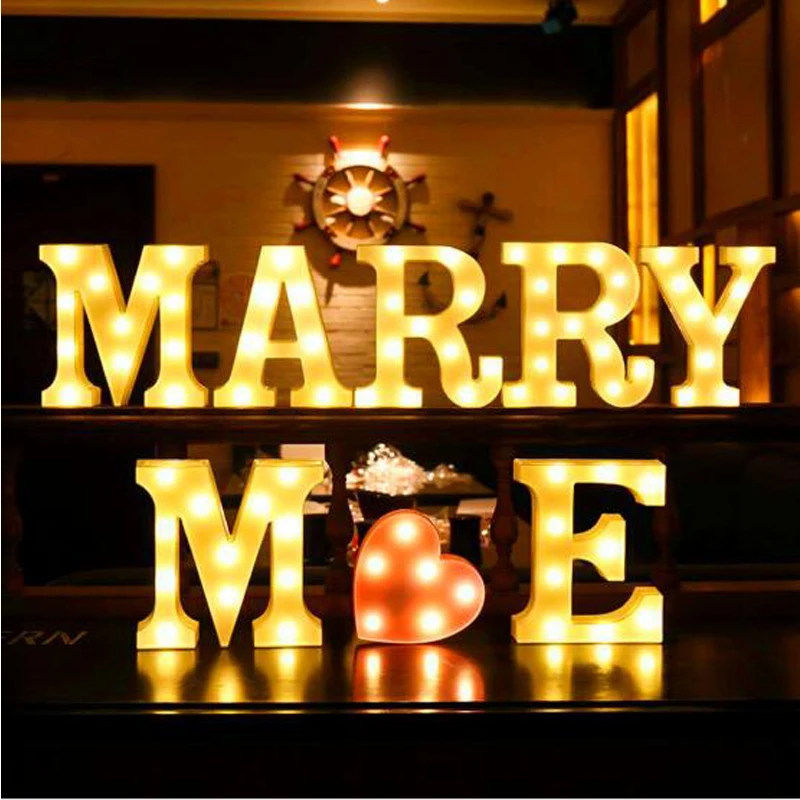 Digital Letter LED Night Light Marquee Sign Alphabet Lights Lamp Home Club Outdoor Indoor Wall Decor Valentine's Day Gift (14)