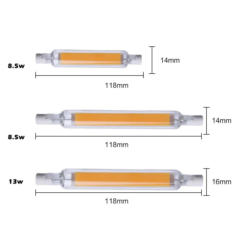 Светодиодная лампа COB R7S 78 мм 118 мм стеклянная лампа 220 в 230 в теплый натуральный холодный белый Светодиодный светильник 13 Вт j78 Bombillas Lamparas