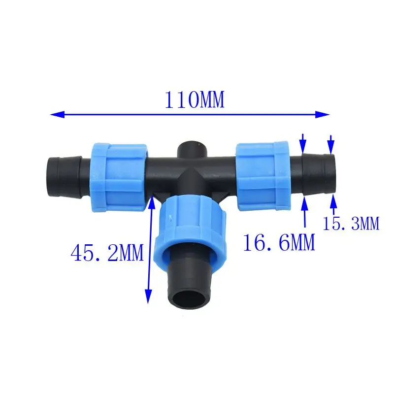 16mm drip tape tee connector screw Greenhouse drip irrigation water splitter Watering & irrigation 5/8" fittings 15 pcs