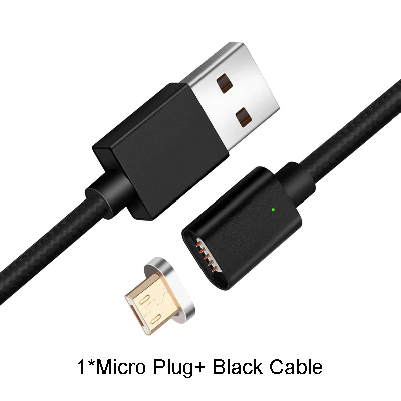 Магнитный кабель для быстрой зарядки Micro usb type C для iPhone кабель для освещения 3A провод для быстрого заряда type-C Магнитный кабель для зарядки телефона - Цвет: Black For Micro USB