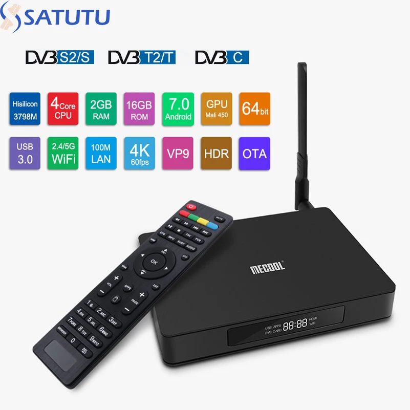 

MECOOL K6 Smart Tv Box Android 7.0 Caixa de TV DVB 2 GB 16 GB 2.4G 5G dual band Wi-Fi 4 K Penta-core Media Player MI NI TV BOXS