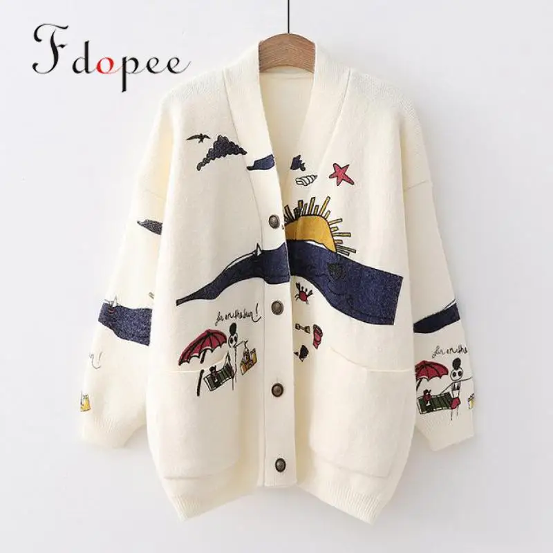 ^*Best Offers Women Sweaters Embroidery Kint Cardigans V-neck Casual Outerwear Sweater Plus Size Fashion Single-breasted Soft Roupas Feminina ^*Best Offers Women Sweaters Embroidery Kint Cardigans V-neck Casual Outerwear Sweater Plus Size Fashion Single-breasted Soft Roupas Feminina