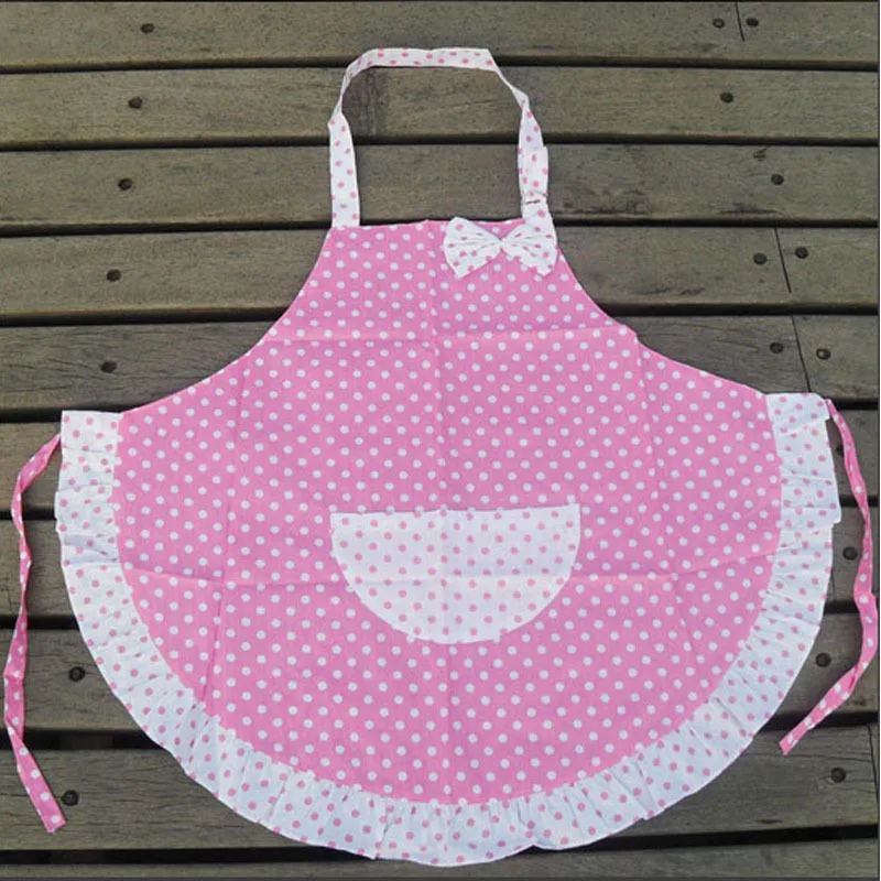 

Cute Children Kitchen Baking Painting Apron Baby Art Cooking Craft Pocket Bib Halter Ruffles Dot Printed Princess Kitchen Apron