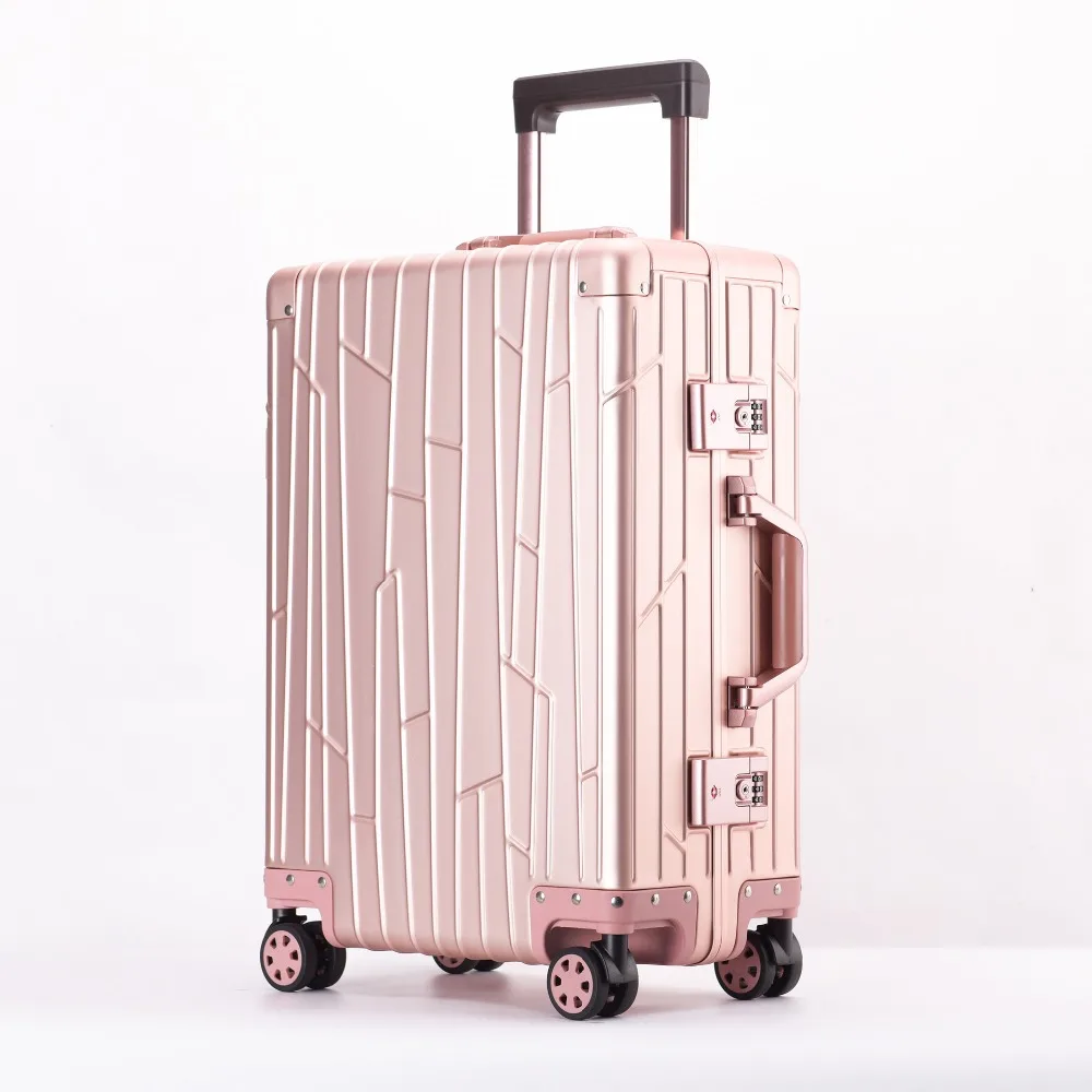 20''24 ''чистый алюминиевый корпус чемодан на колесах чемодан на колесиках для путешествий TSA замок Mala valise de voyage avec roulettes